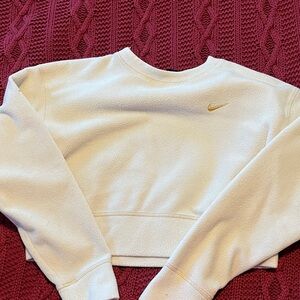 Nike White Crewneck Sweatshirt fleece with Gold Swoosh